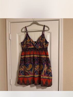 Lane Bryant Paisley Mini Dress in Orange, Blue, Yellow
